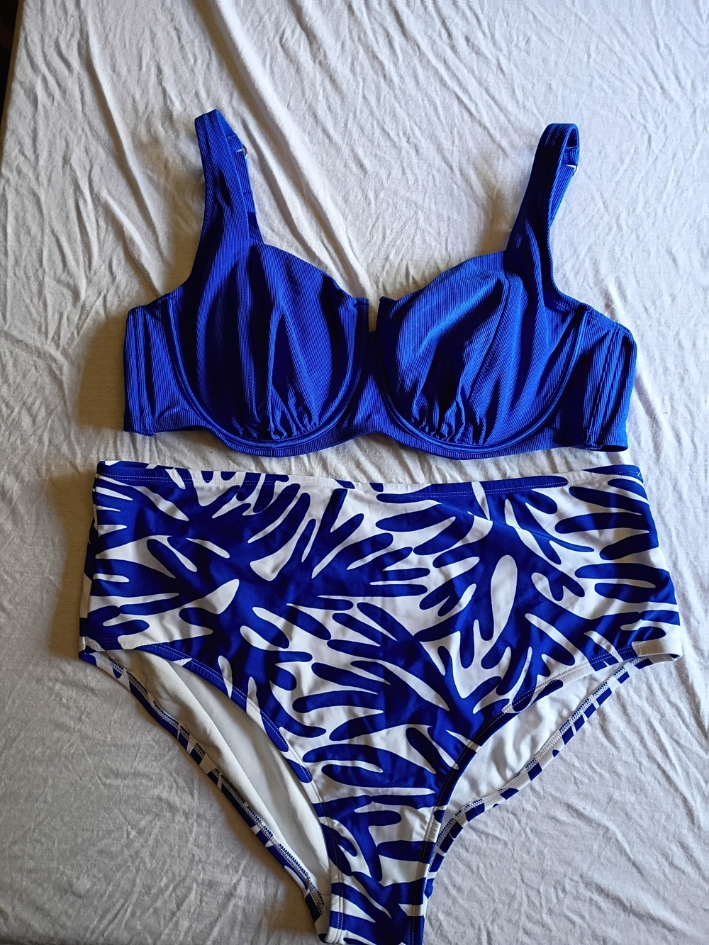 Royal Blue & white Bikini Set